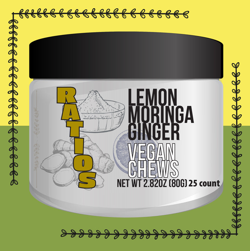 RATIOS Lemon Moringa Ginger Chew 25ct